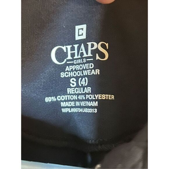 CHAPS Girls Approved Schoolwear Navy S /4 Reg Short Sleeve Collar Shirt nwt (450 - Picture 2 of 3